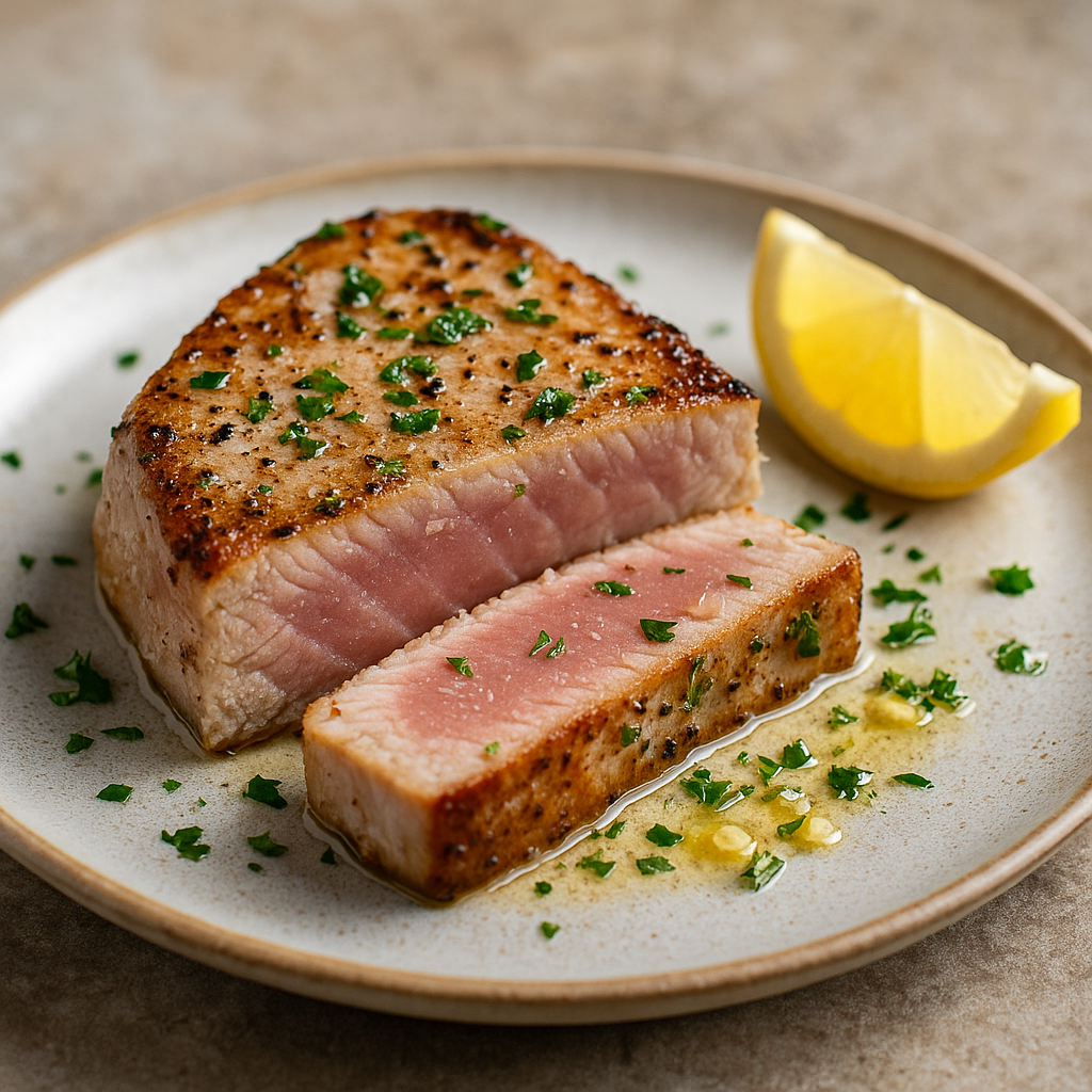 🐟 Seared Tuna Steak with Garlic and Lemon