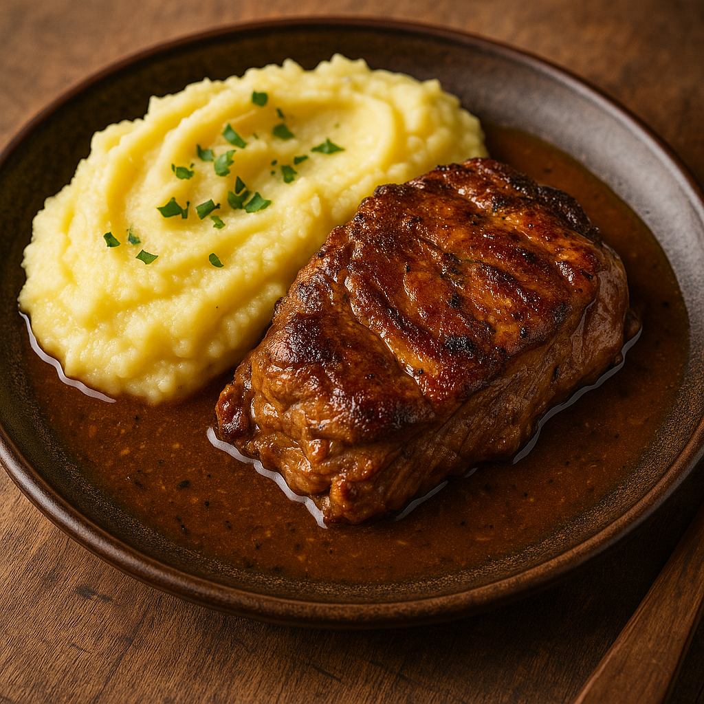 🍖 Pork Neck in Gravy with Mashed Potatoes