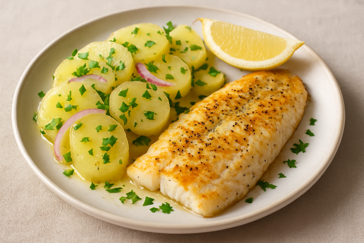 🐟🥔 Baked White Fish with Potato Salad – Light, Bright & Satisfying