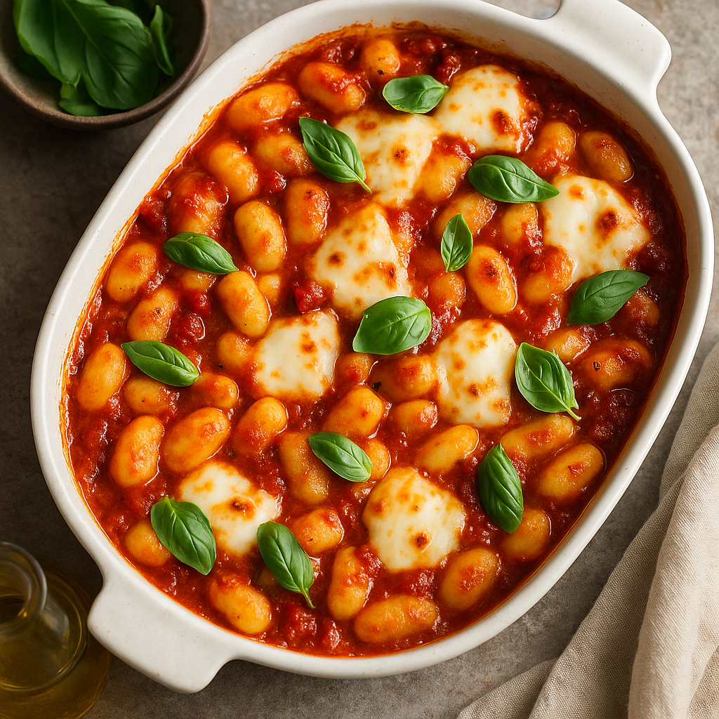 🍅 One-Pan Baked Gnocchi with Tomato & Mozzarella