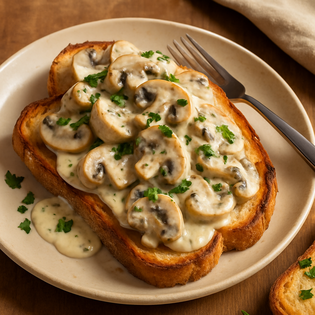 🧄 Creamy Garlic Mushrooms on Toast