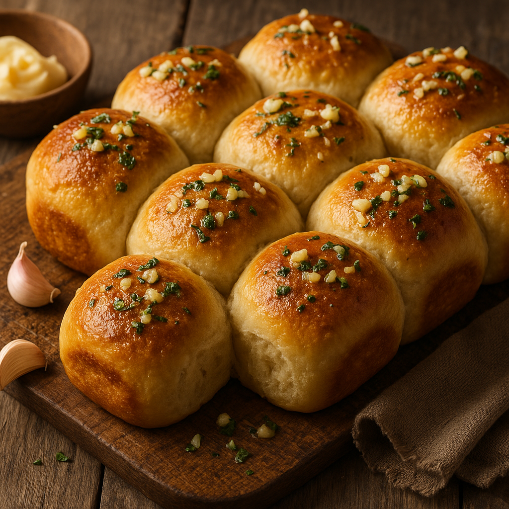 🧄 Warm Garlic Dinner Rolls (Soft, Fluffy, and Balkan-Inspired)