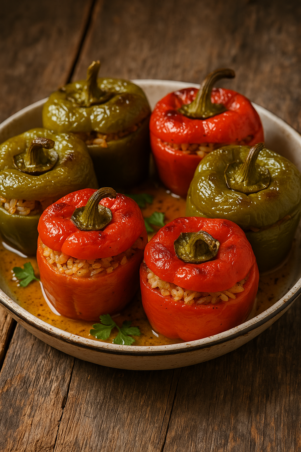 🫑 Stuffed Peppers with Rice & Herbs (Light, Savory, and Meat-Free)
