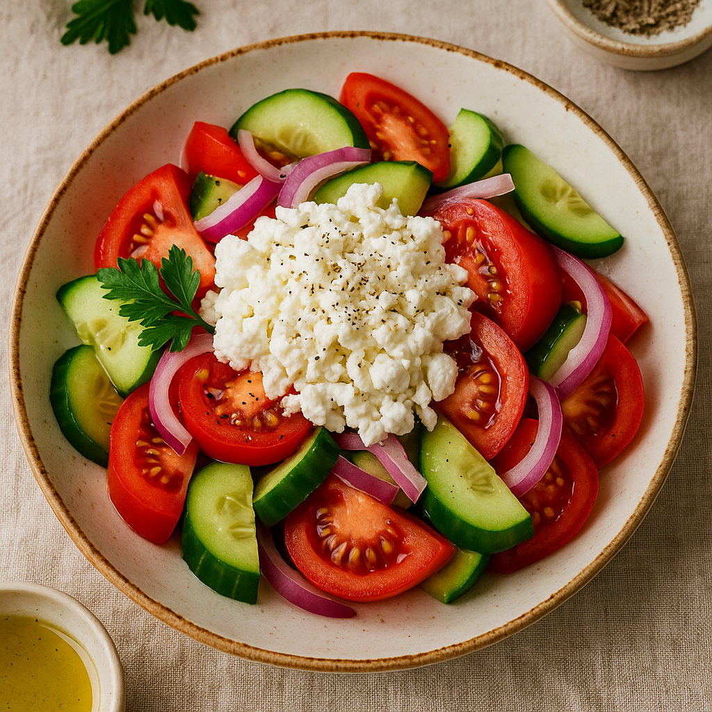 🥗 Šopska Salad (Crisp, Juicy, and Cheese-Crowned)