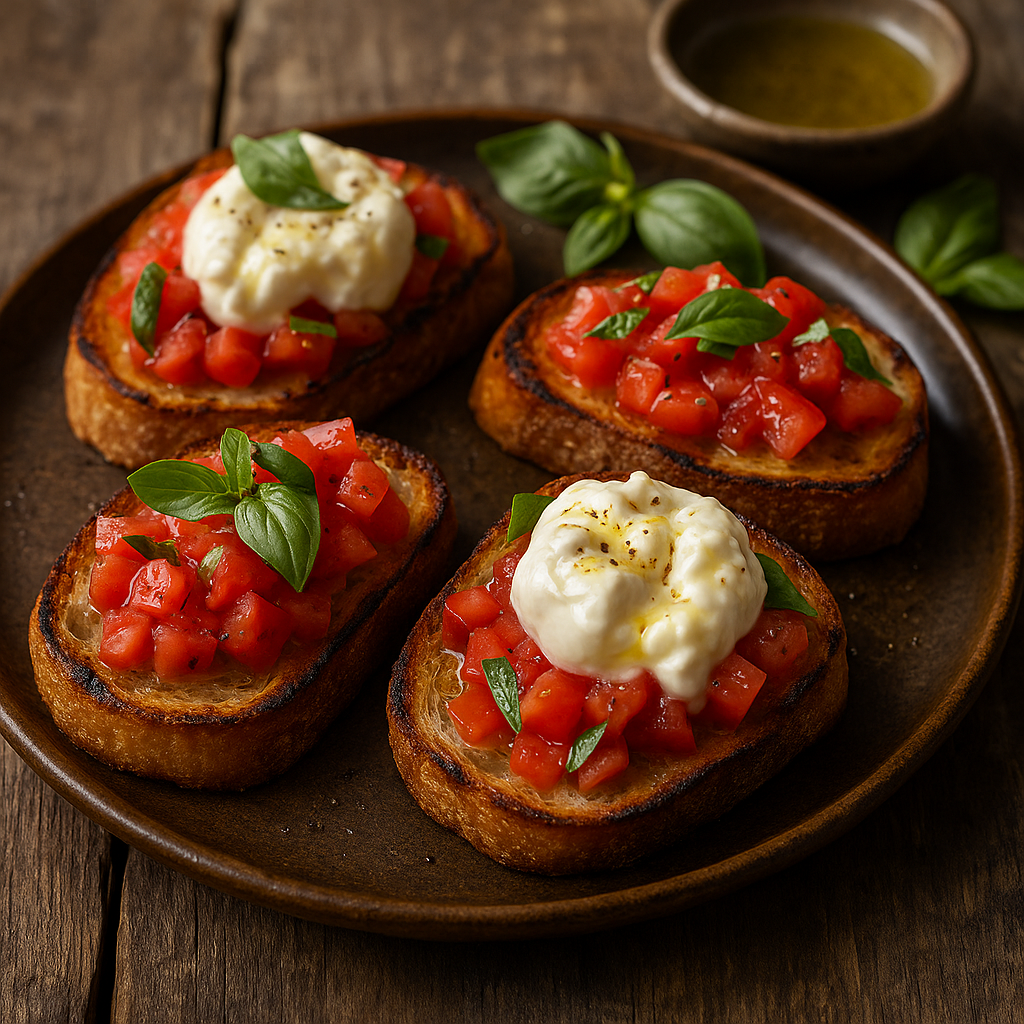 🧀 Burrata Bruschetta Bliss (Creamy Center, Crispy Bite, Pure Italy)