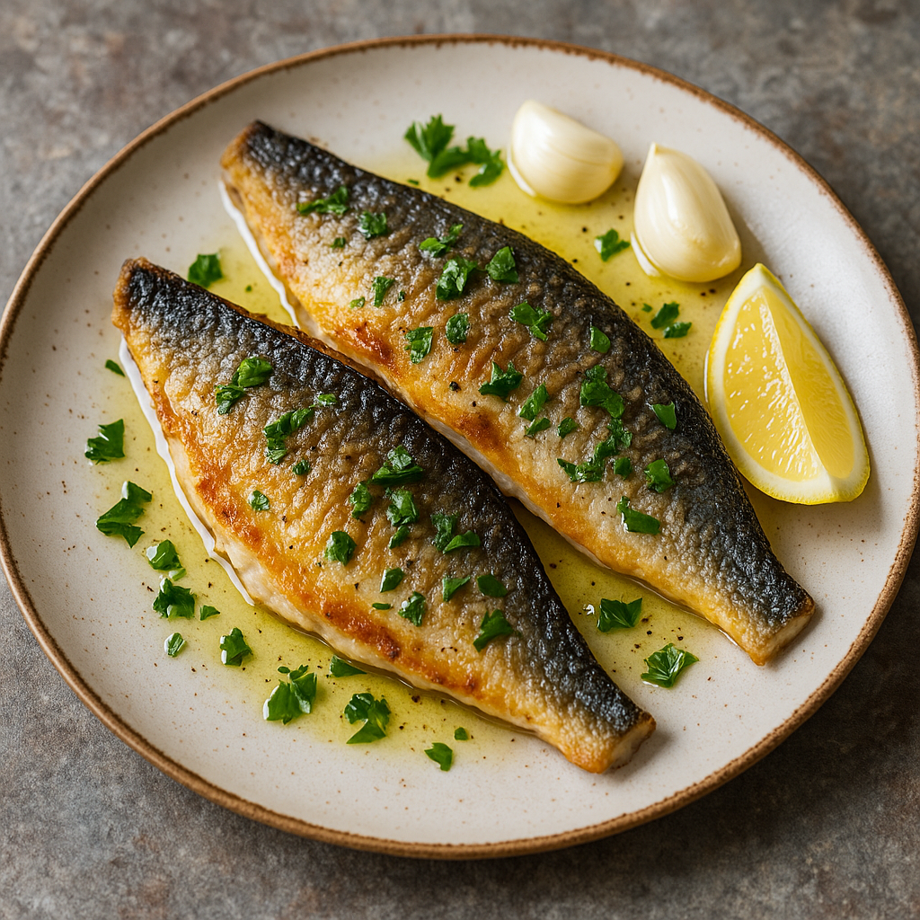 🐟 Pan-Seared Sea Bass with Lemon & Herbs (Crispy Skin, Silky Flesh, Pure Mediterranean)