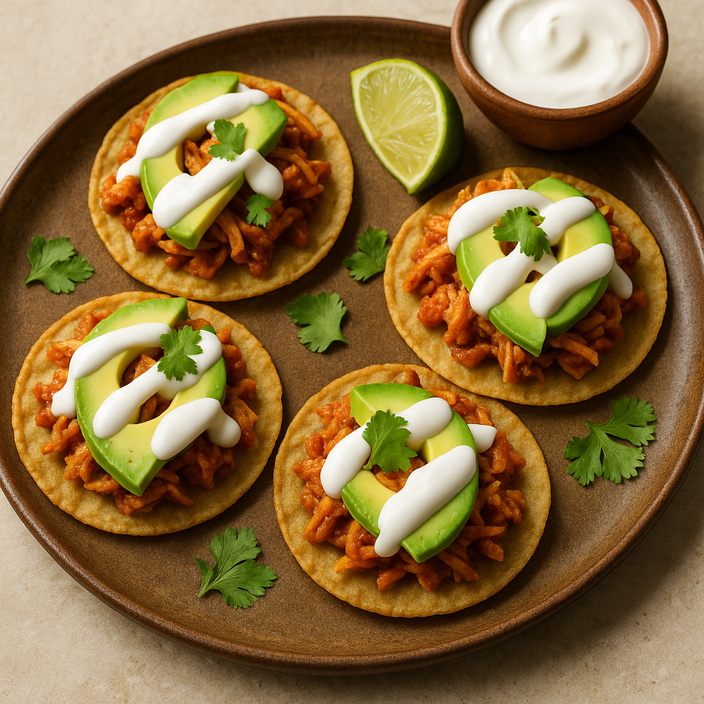 🌮 Mini Chicken Tinga Tostadas (Spicy, Smoky, and Crunchy)
