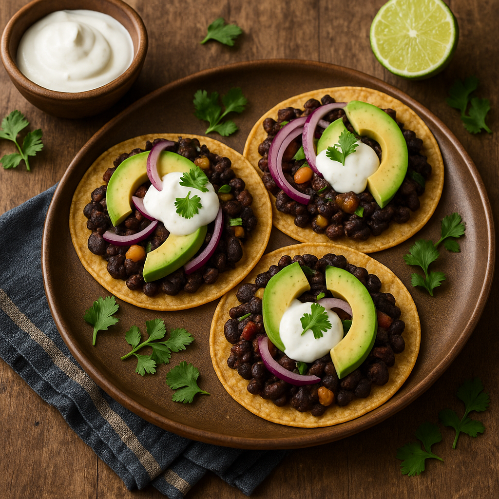 🌮 Spicy Black Bean Tostadas (Crunchy, Bold & Plant-Based)