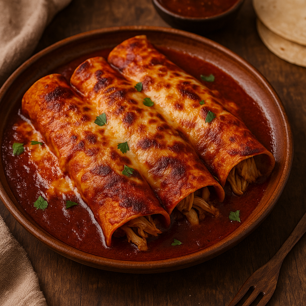 🌯 Chicken Enchiladas Rojas (Cheesy, Smoky & Oven-Baked)