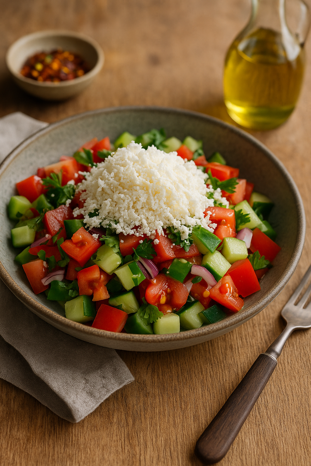 Shopska Salad 🥗 Bulgarian-Style 🇧🇬 (Shopska Salata)