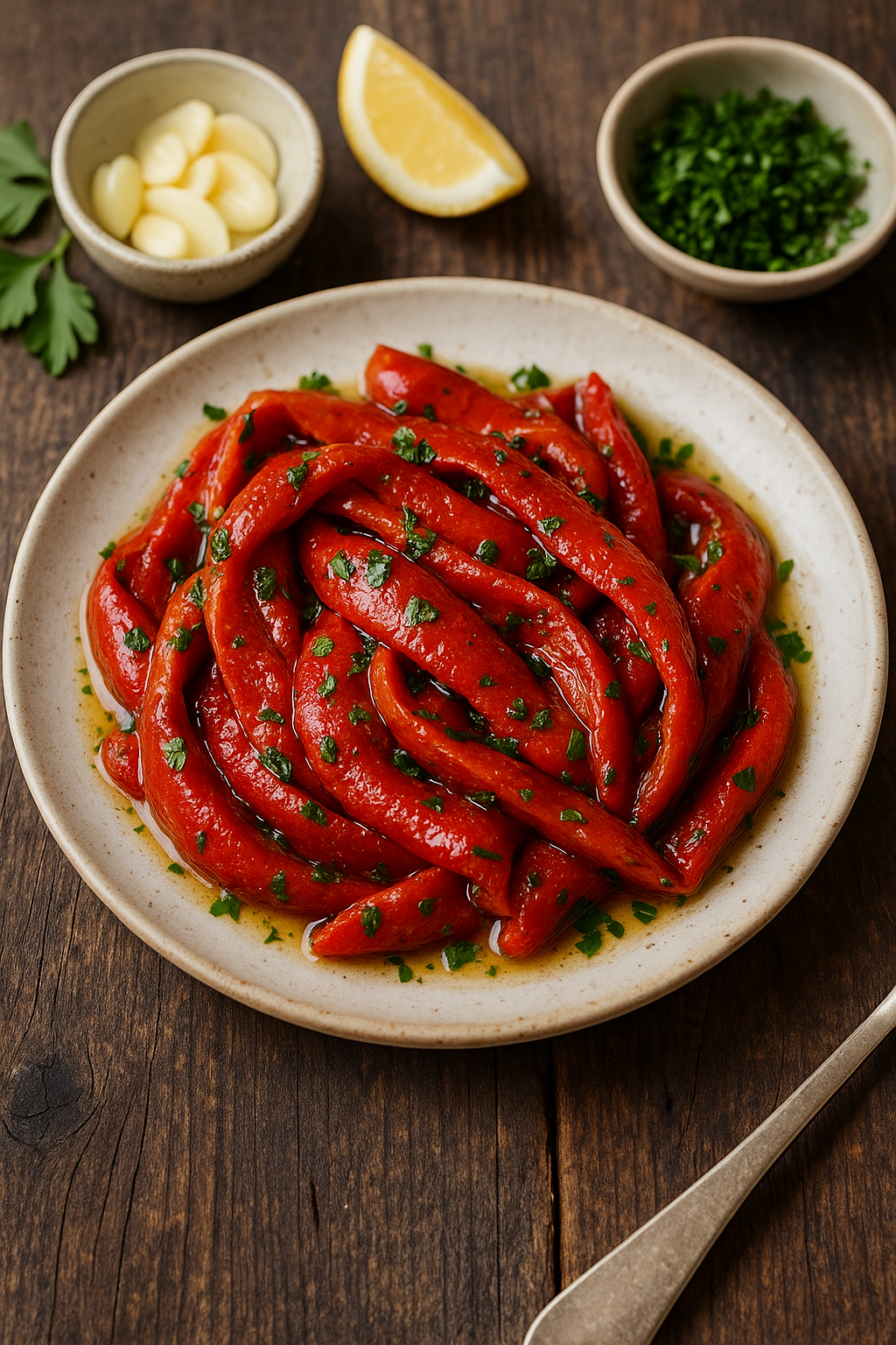 Roasted Red Pepper Salad 🌶️ Serbian Garlic Marinade 🇷🇸 (Pečena Paprika Salata)
