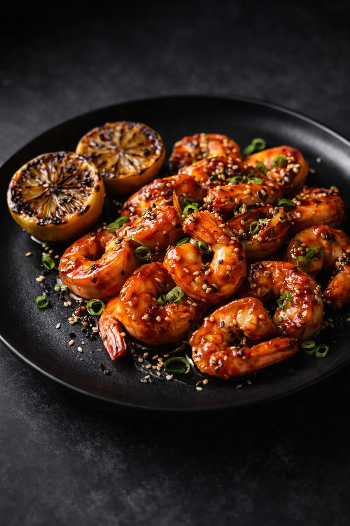 Image for recipe: Gochujang Garlic Butter Shrimp with Charred Lemon 🍤🔥
