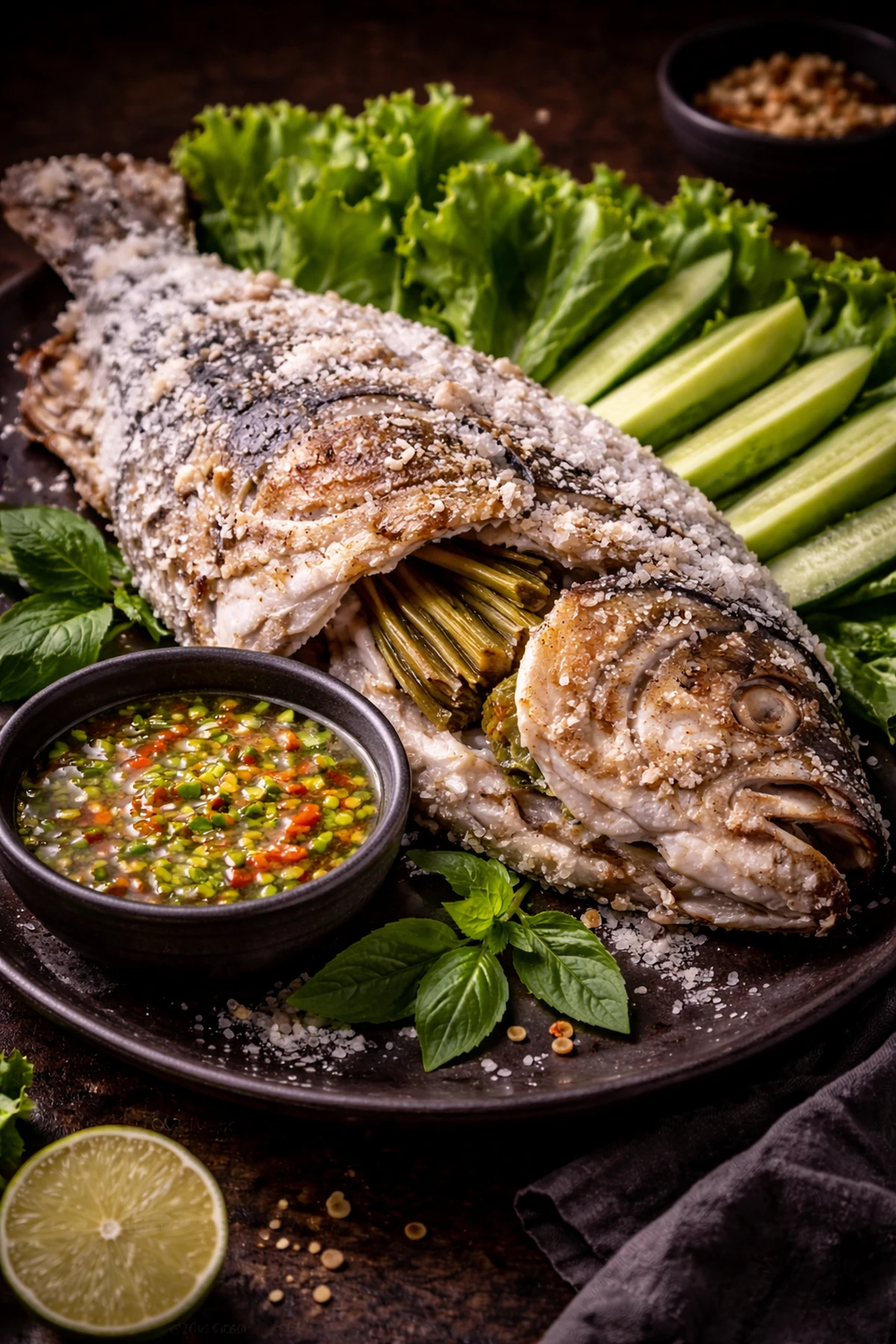 Pla Pao Salt Crusted Grilled Fish 🐟🔥