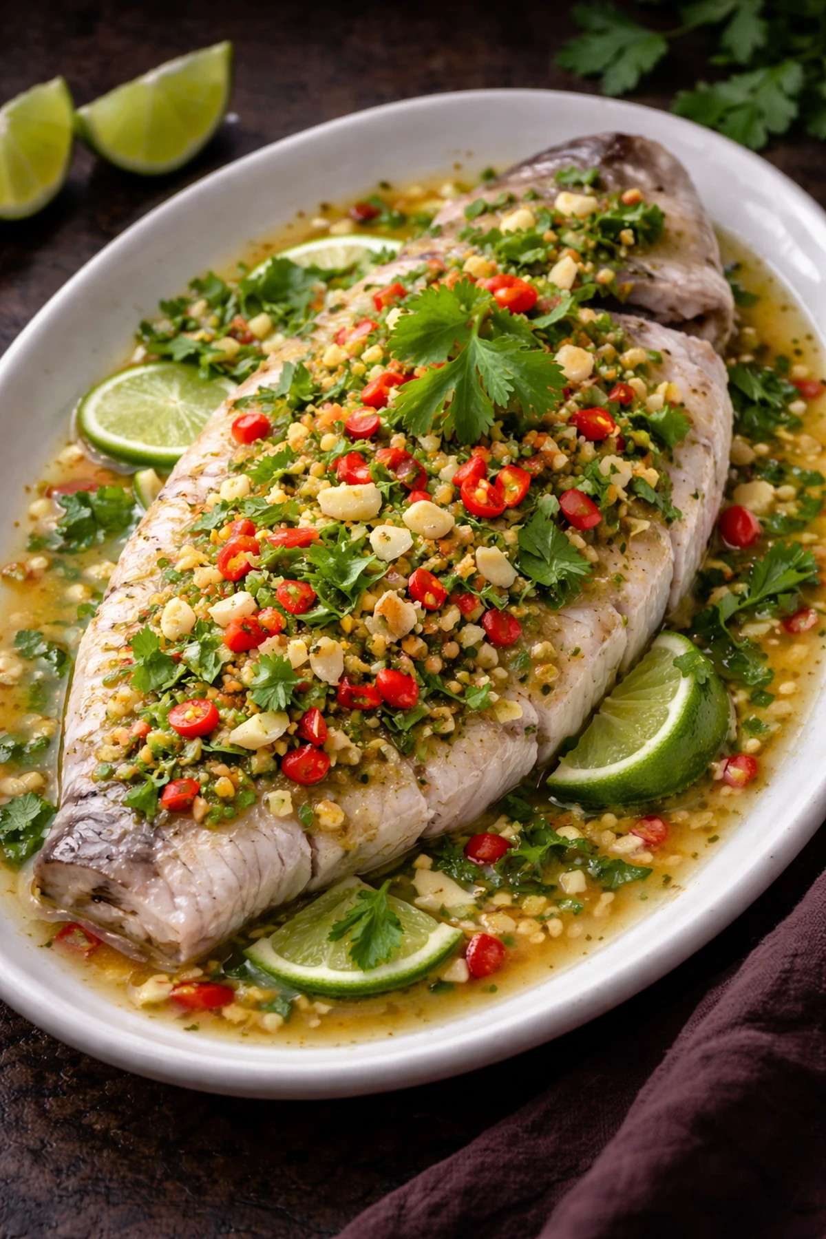 Pla Neung Manao Thai Steamed Lime Garlic Fish 🐟🍋