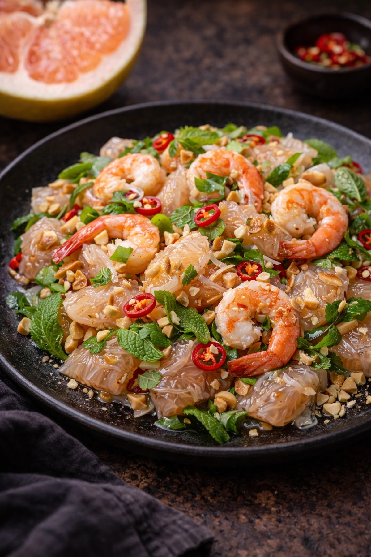 Image for recipe: Thai Pomelo Shrimp Salad Yum Som O 🍤🍊