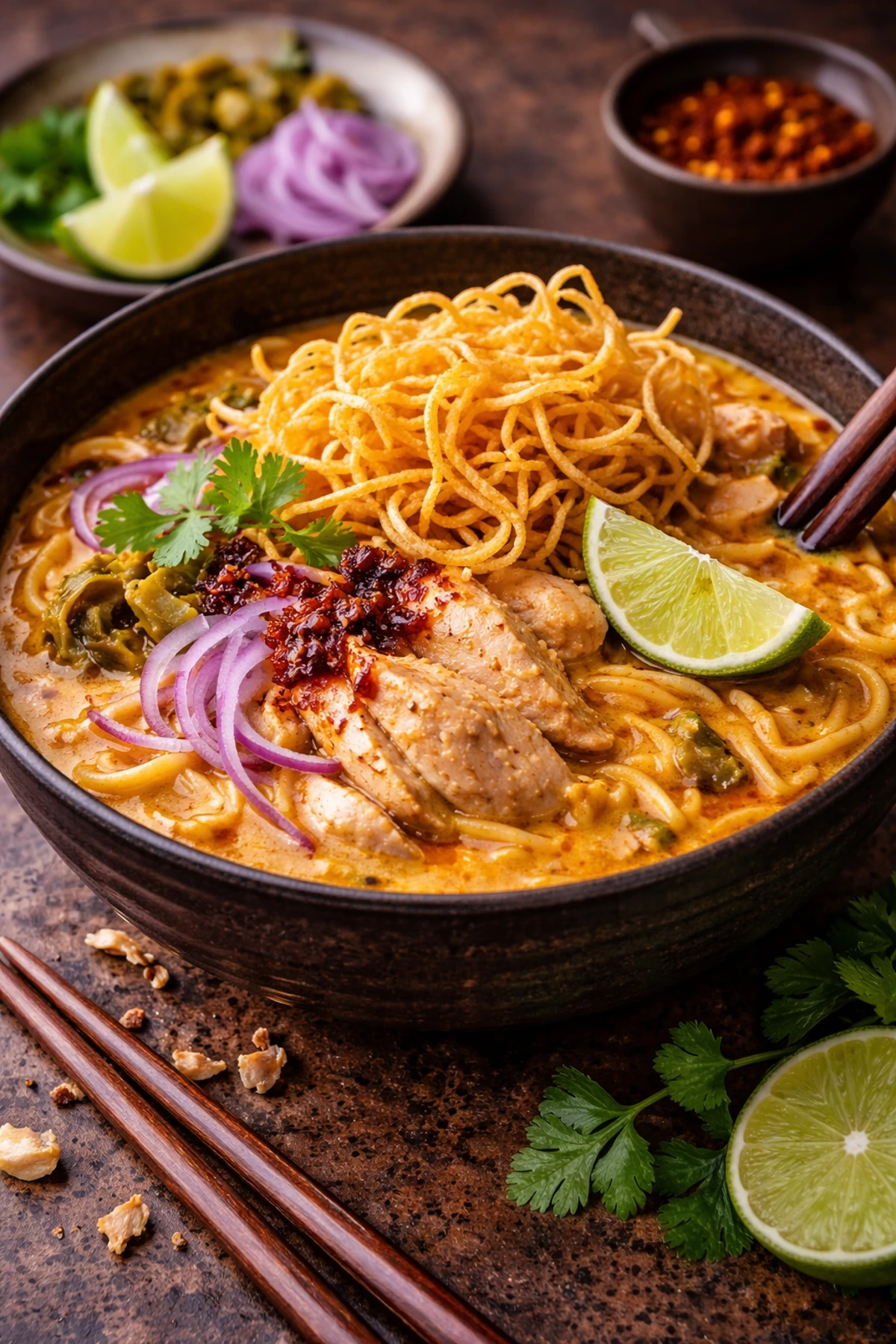 Image for recipe: Thai Northern Curry Noodle Soup Khao Soi 🍜🥥