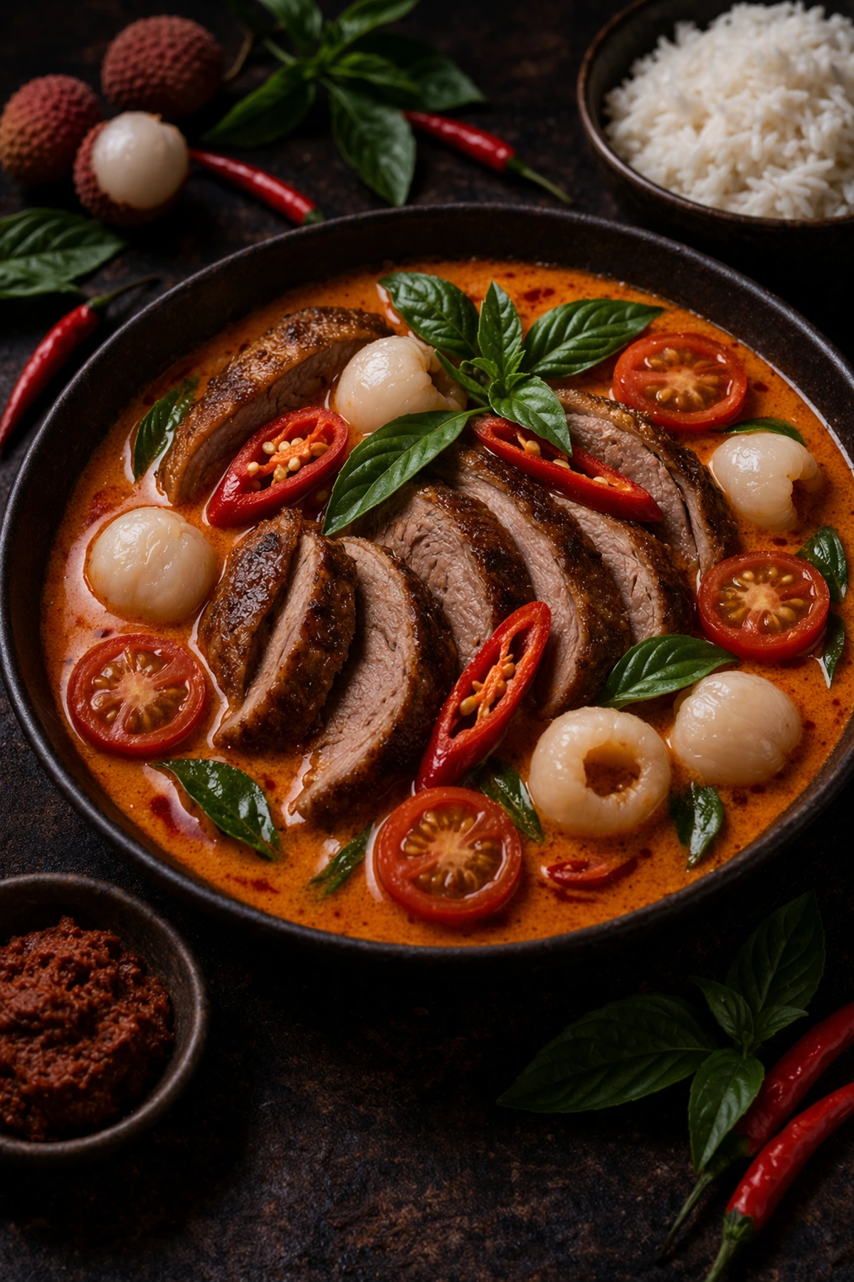 Image for recipe: Thai Red Curry Duck with Lychee Gaeng Ped Yang 🦆🌶️