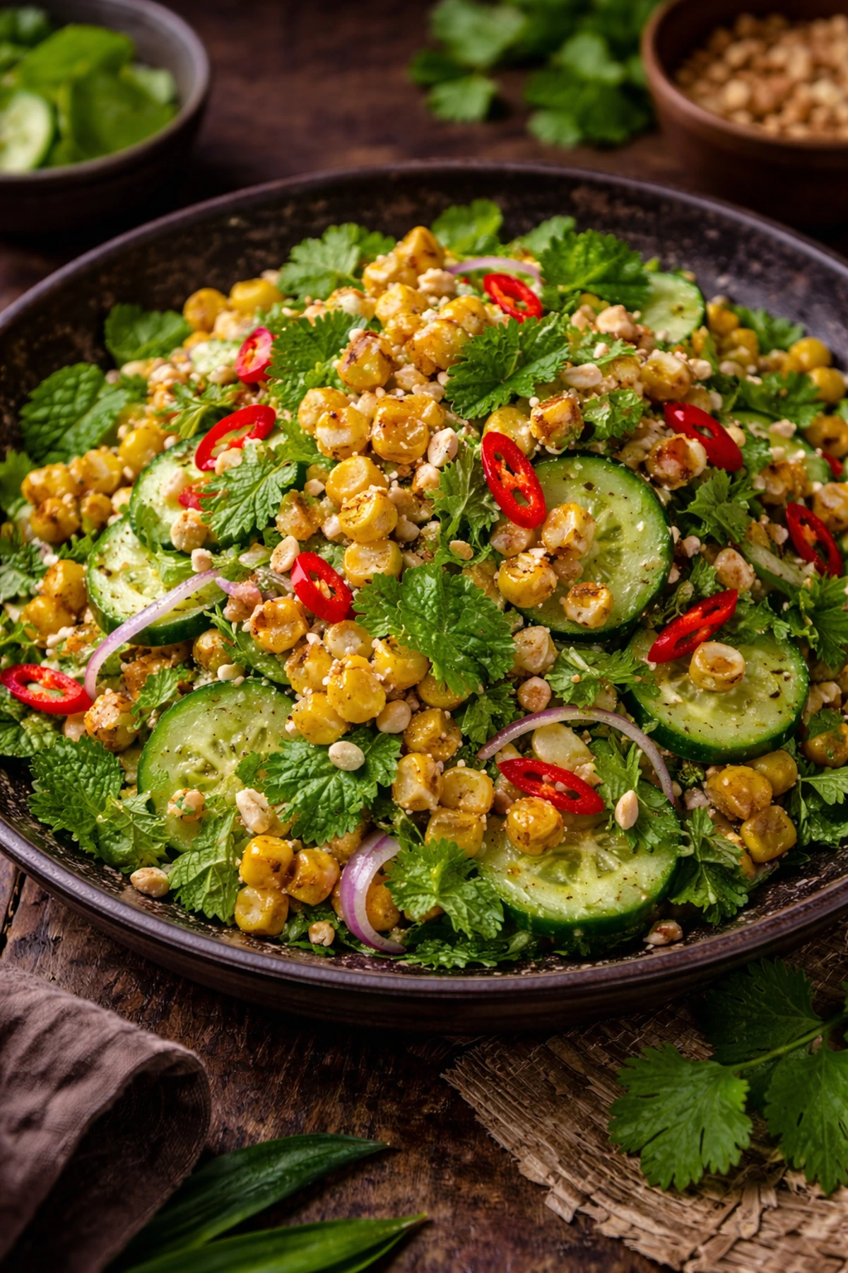 Image for recipe: Thai Charred Corn and Herb Salad Yum Khao Pod 🌽🌿