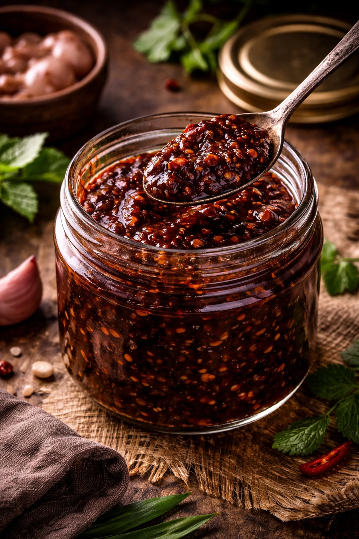 Image for recipe: Thai Roasted Chili Jam Nam Prik Pao 🌶️🫙