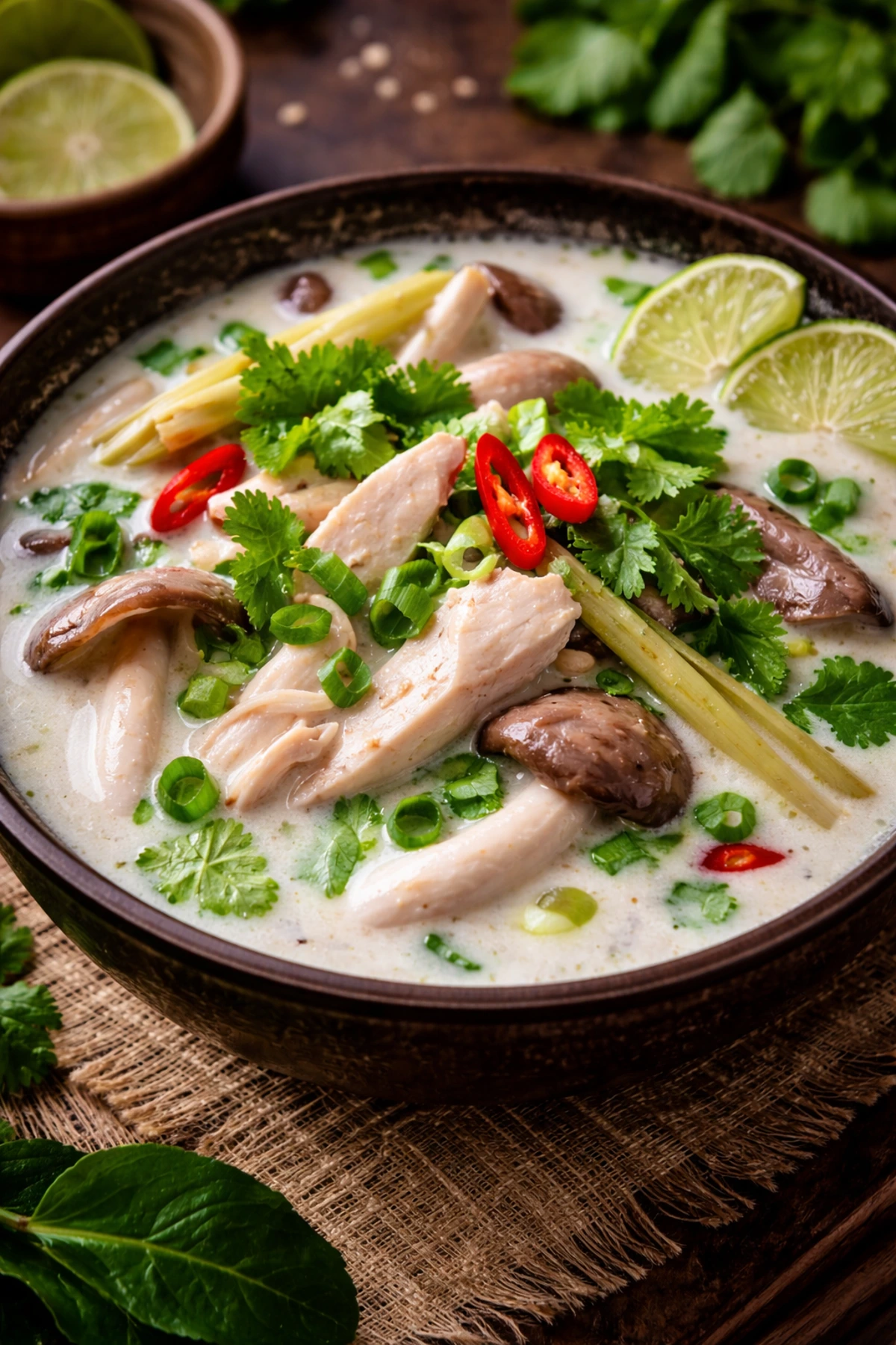 Image for recipe: Thai Coconut Chicken Soup Tom Kha Gai 🥥🍗
