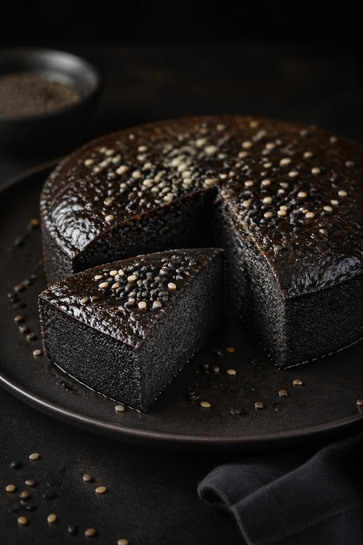 Image for recipe: Chinese Black Sesame Mochi Cake 🖤🍰