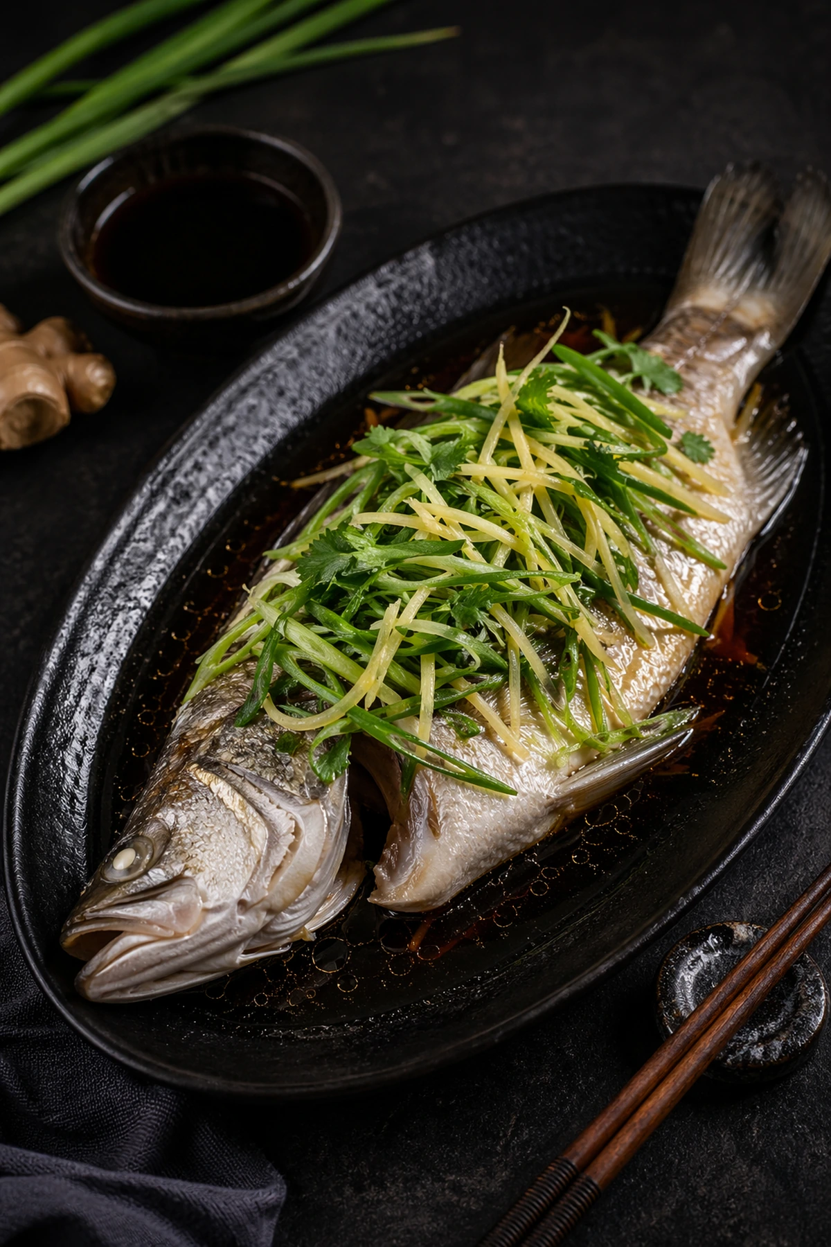 Chinese Steamed Sea Bass with Ginger and Scallions 🐟✨