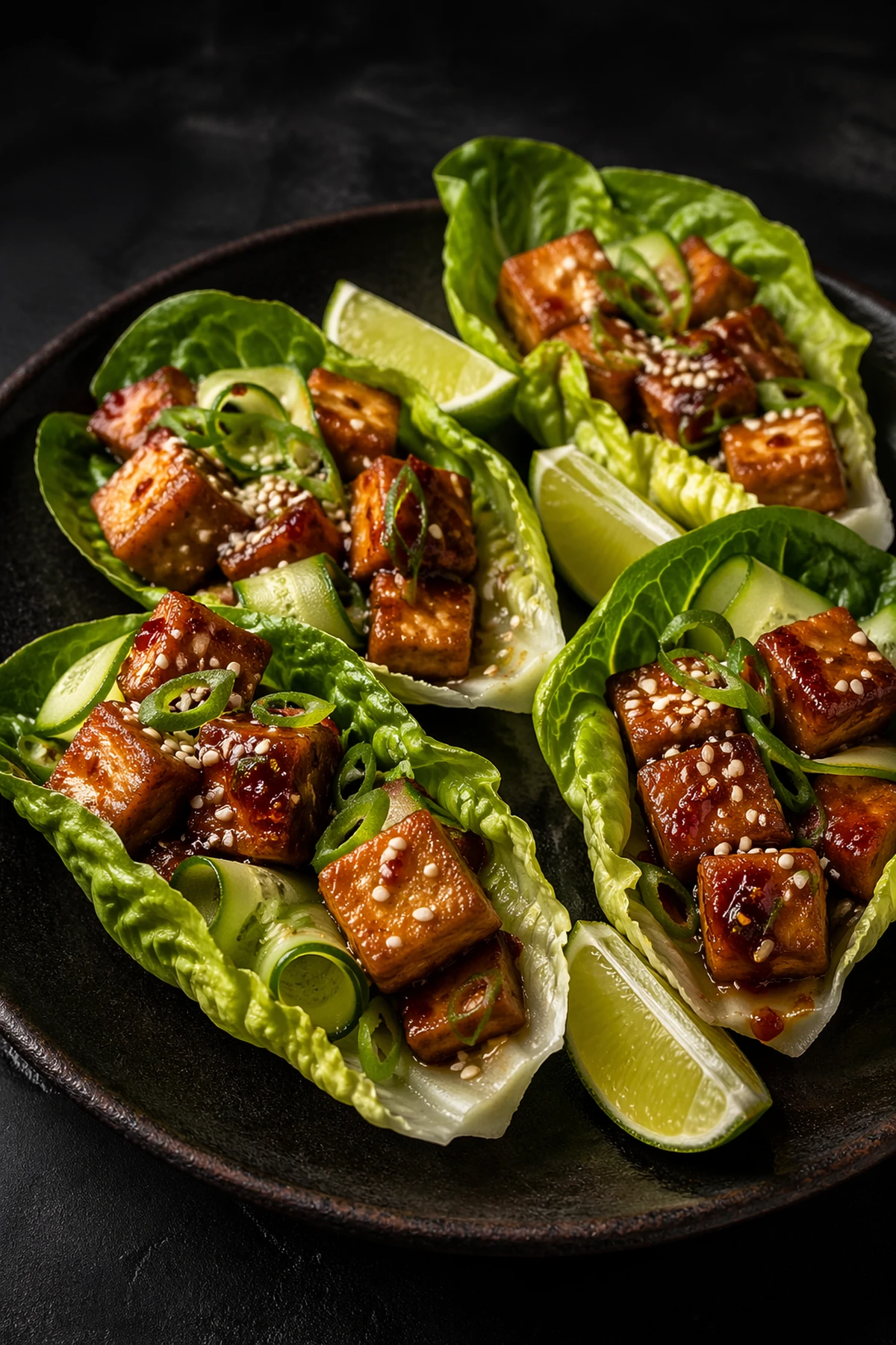 Crispy Chili Garlic Tofu Lettuce Cups 🌶️🥬