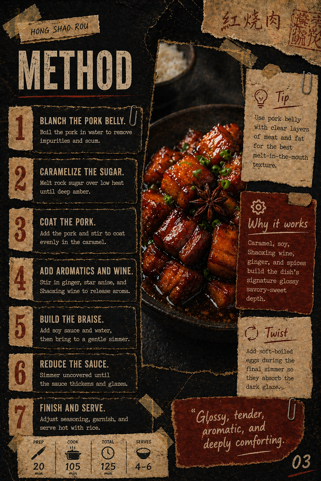 Image for recipe: Chinese Red Braised Pork Belly Hong Shao Rou 🥢✨