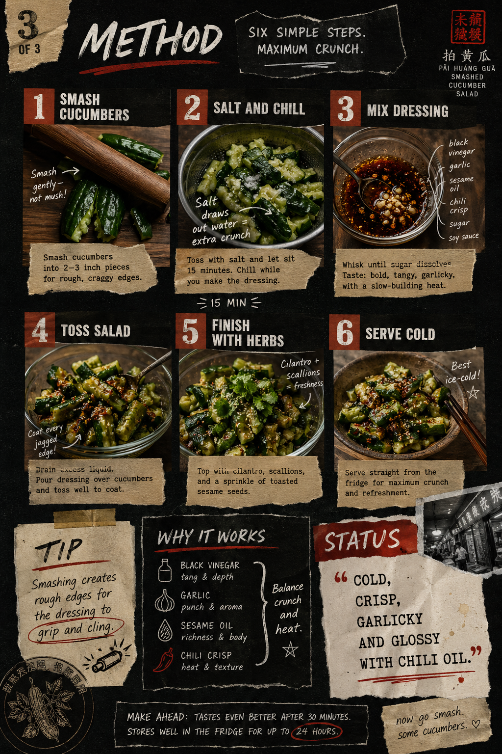 Image for recipe: Chinese Smashed Cucumber Salad with Chili Crisp 🥒✨