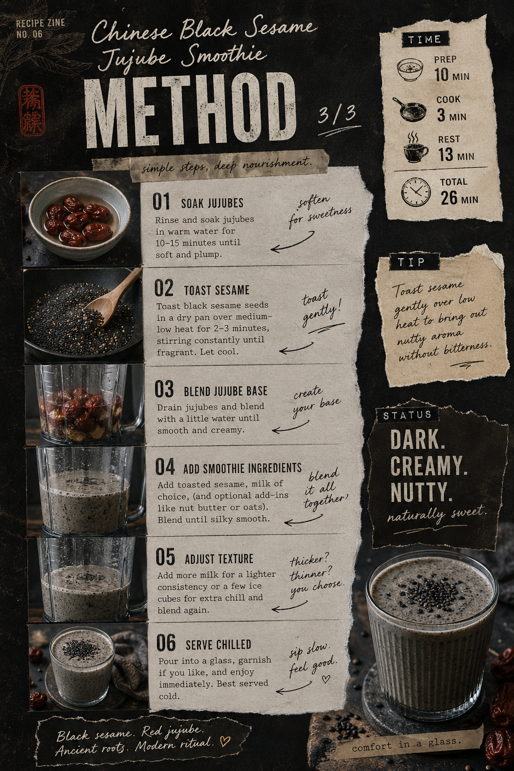 Image for recipe: Chinese Black Sesame Jujube Smoothie 🖤🥤