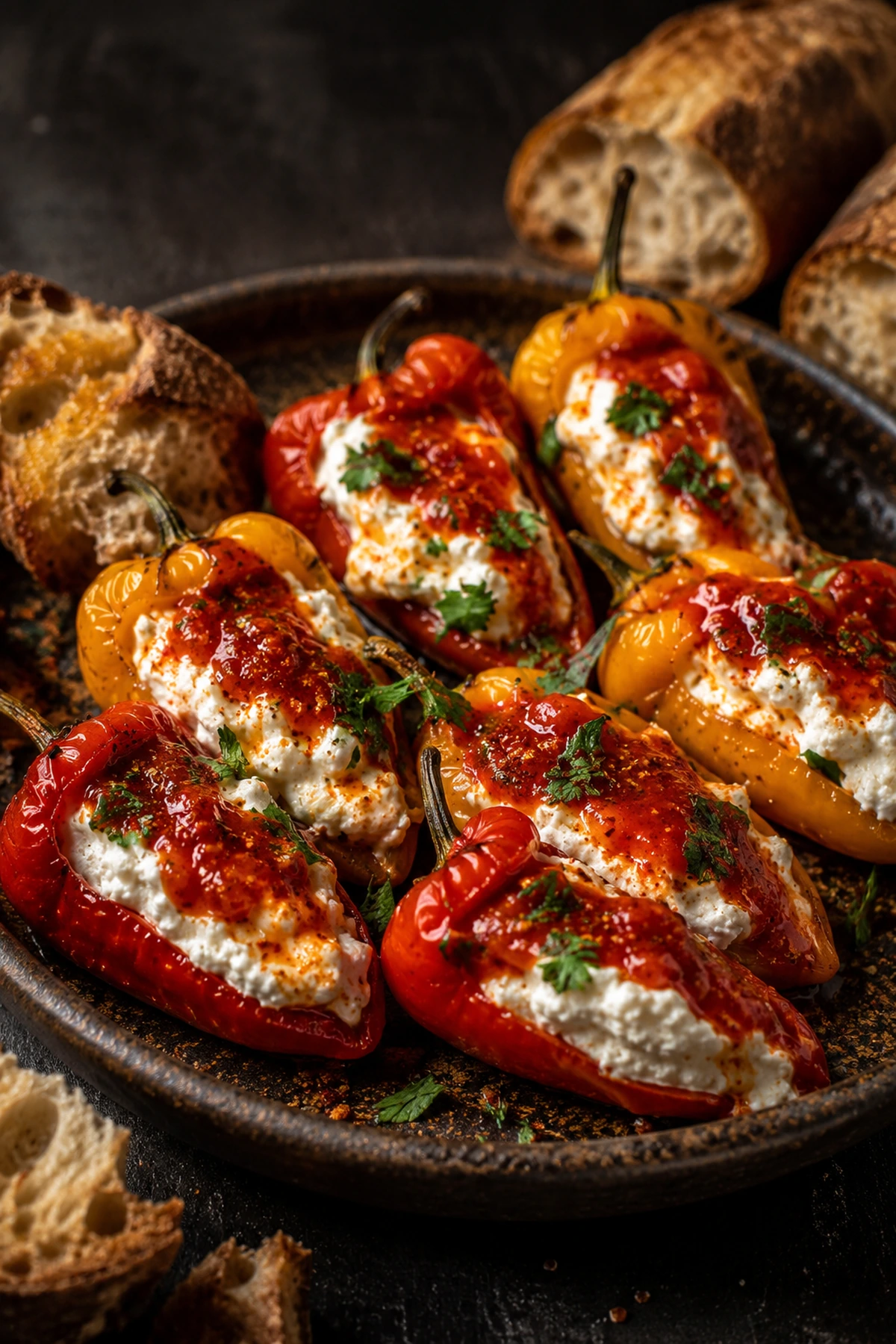 Kajmak Stuffed Mini Peppers Balkan Meze 🌶️🧀