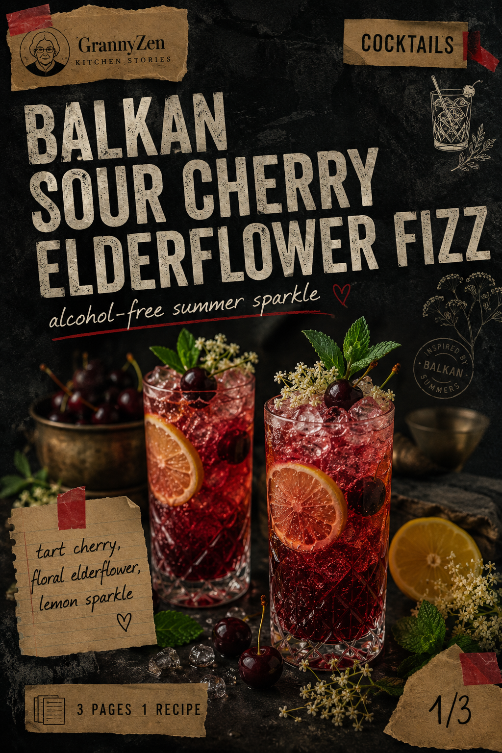 Image for recipe: Balkan Sour Cherry Elderflower Fizz 🍒✨