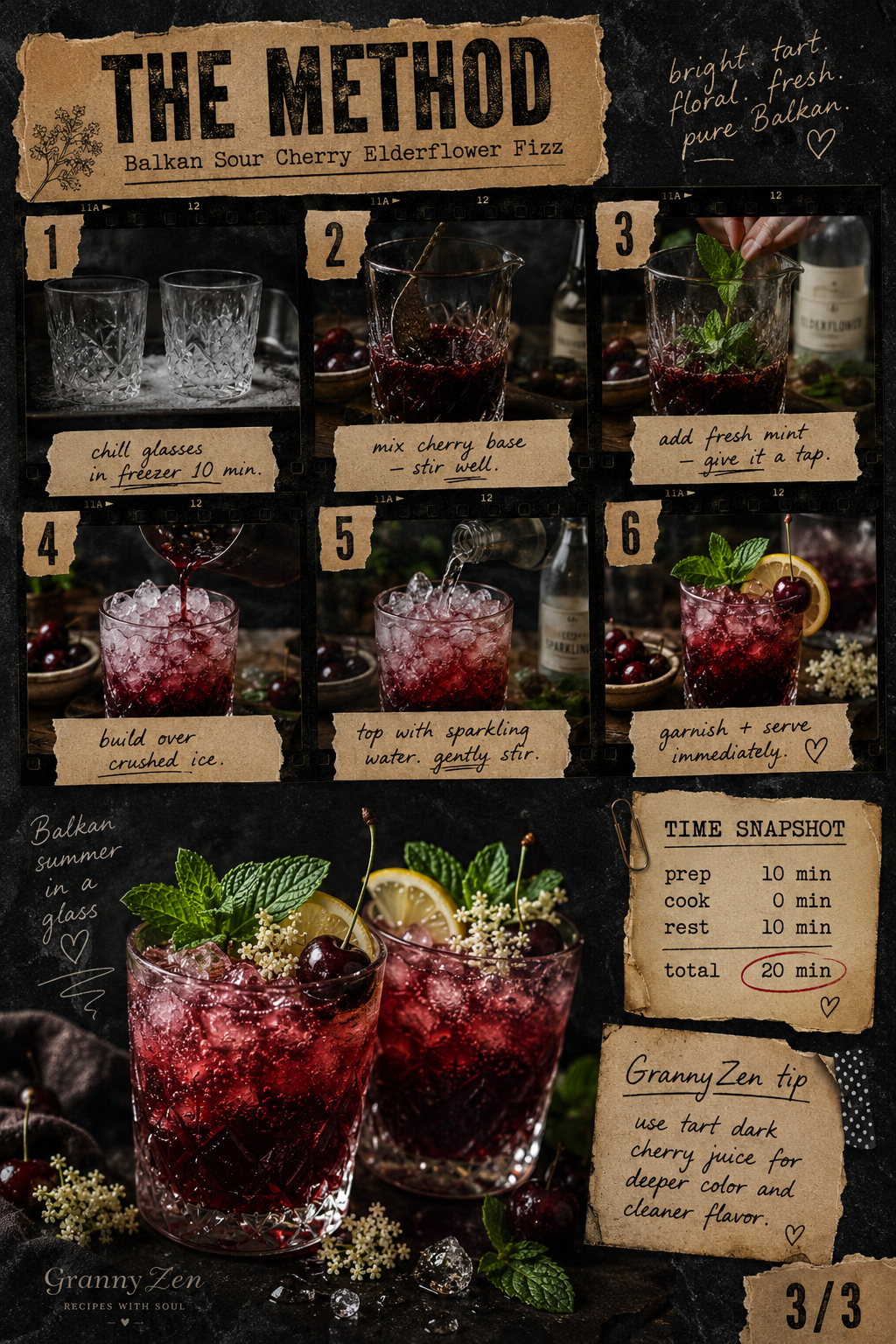 Image for recipe: Balkan Sour Cherry Elderflower Fizz 🍒✨