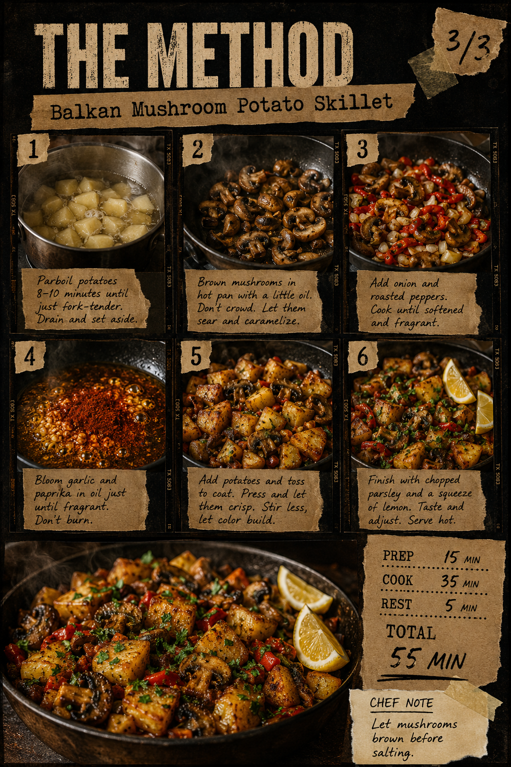 Image for recipe: Balkan Mushroom Potato Skillet with Garlic Paprika 🍄✨