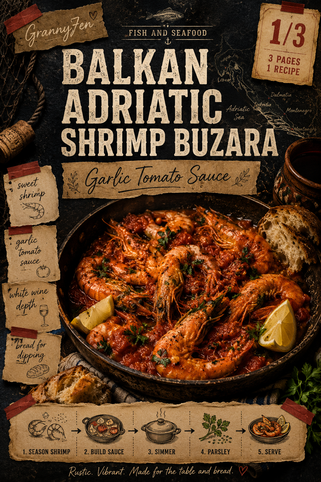 Image for recipe: Balkan Adriatic Shrimp Buzara with Garlic Tomato Sauce 🦐✨