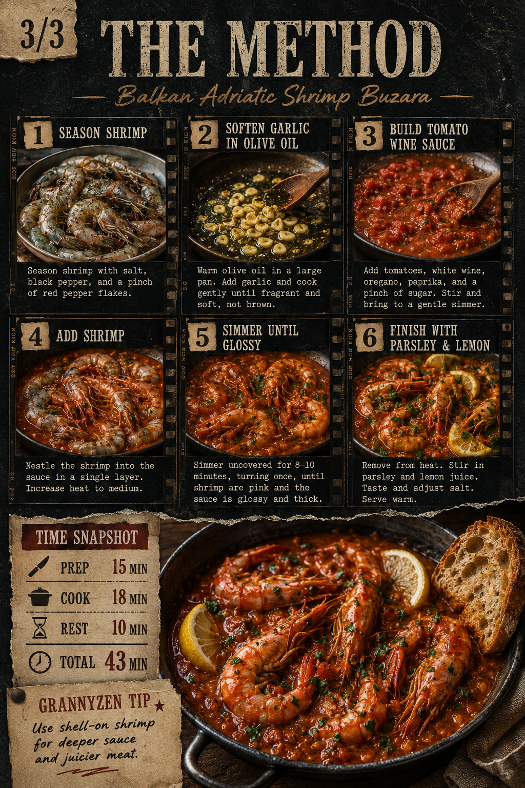 Image for recipe: Balkan Adriatic Shrimp Buzara with Garlic Tomato Sauce 🦐✨