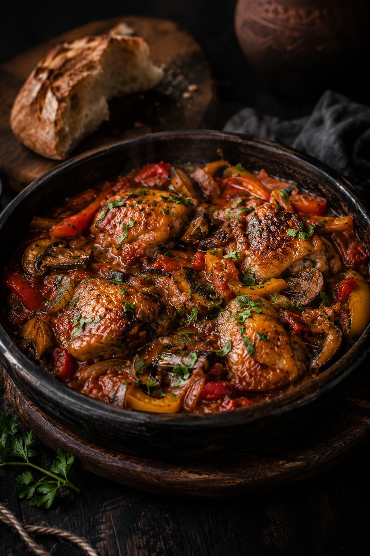 Balkan Village Chicken Kavarma with Peppers and Mushrooms 🍗✨