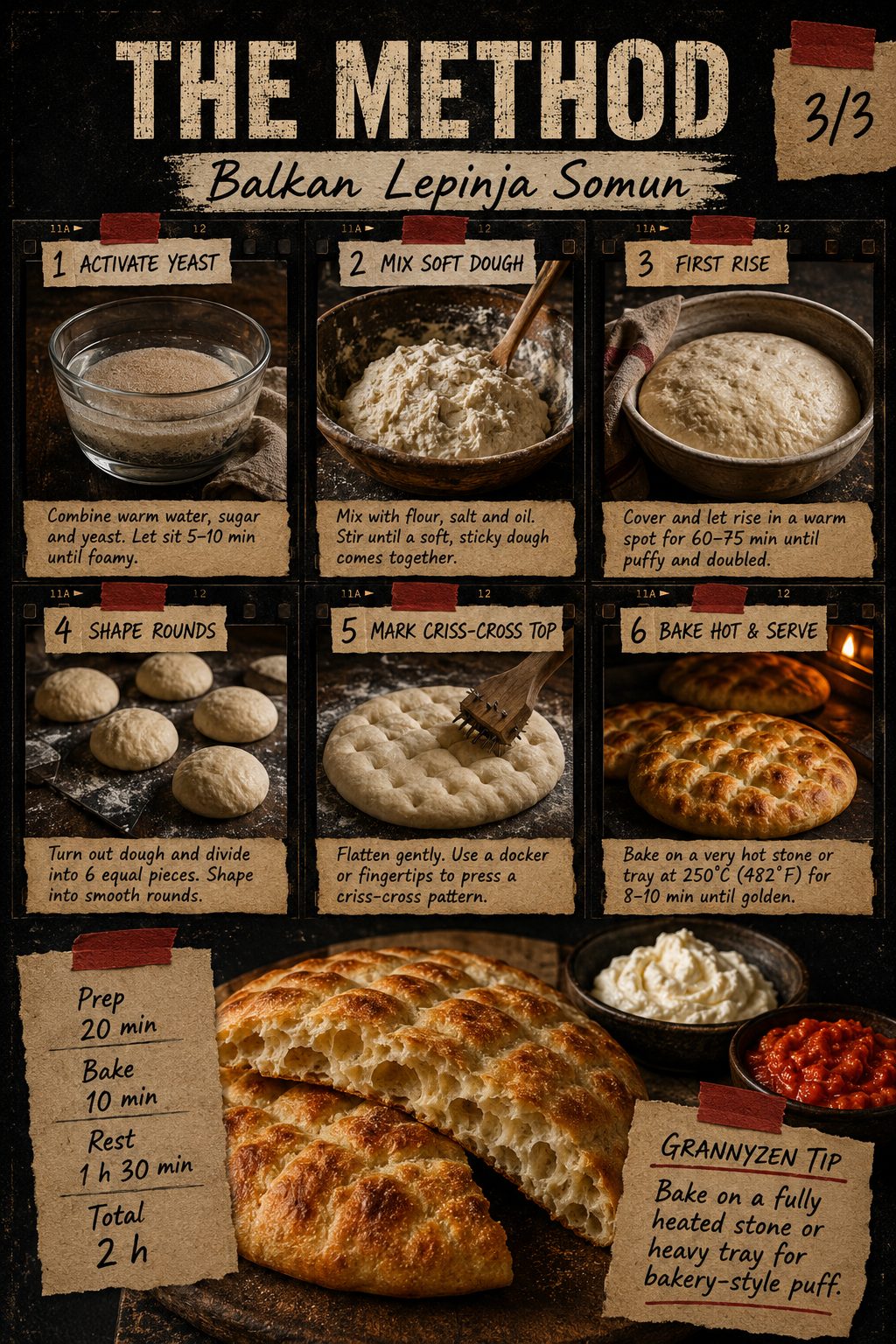 Image for recipe: Balkan Lepinja Somun Flatbread Bakery Style 🫓✨
