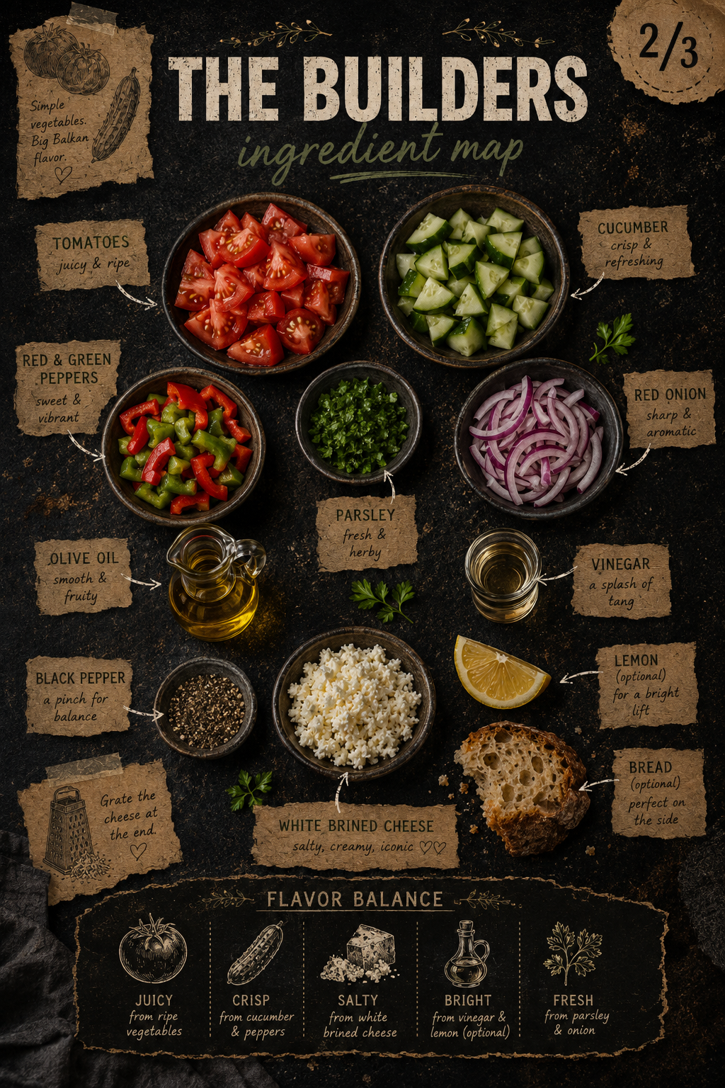 Image for recipe: Balkan Shopska Salad with White Brined Cheese 🥗✨