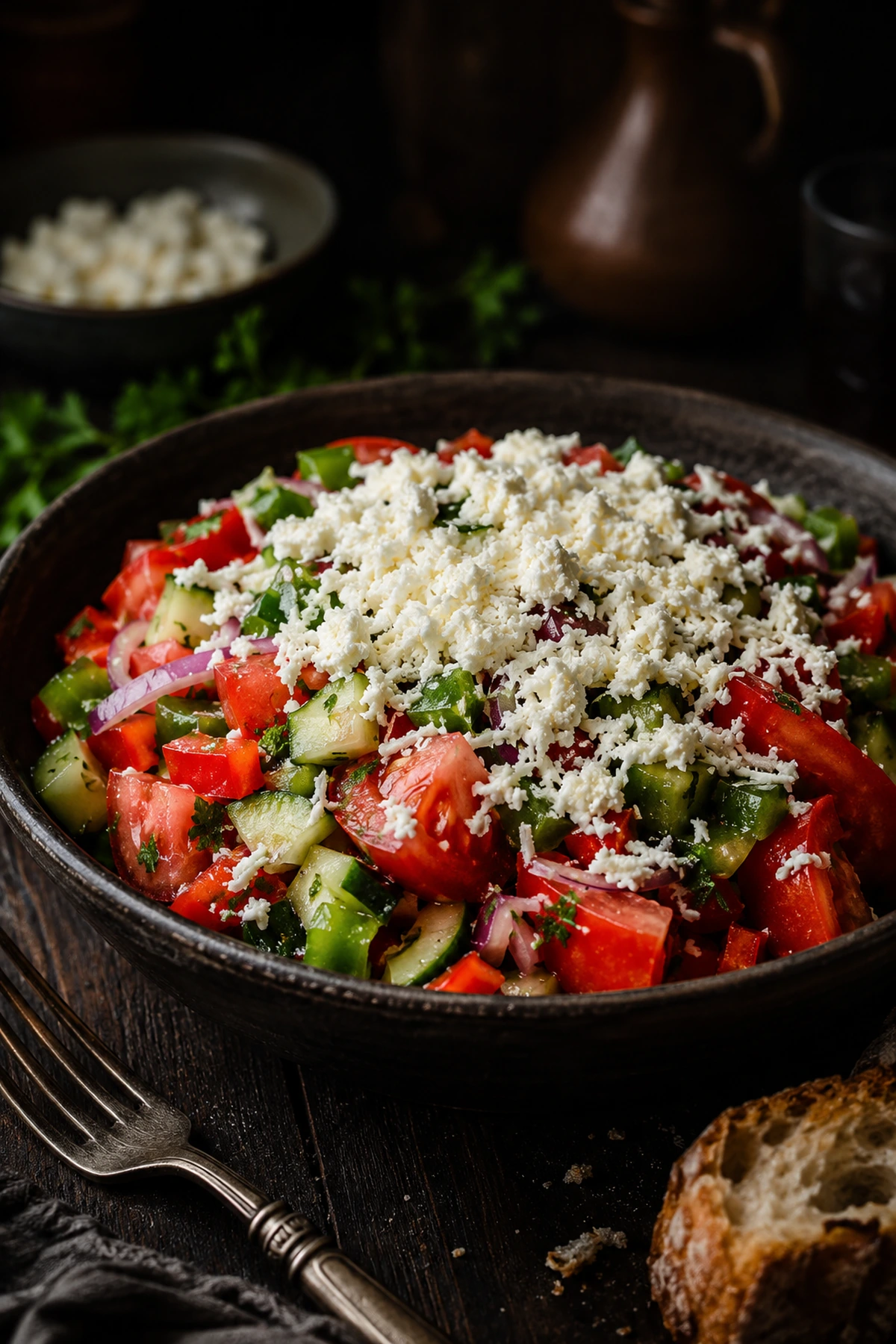 Balkan Shopska Salad with White Brined Cheese 🥗✨