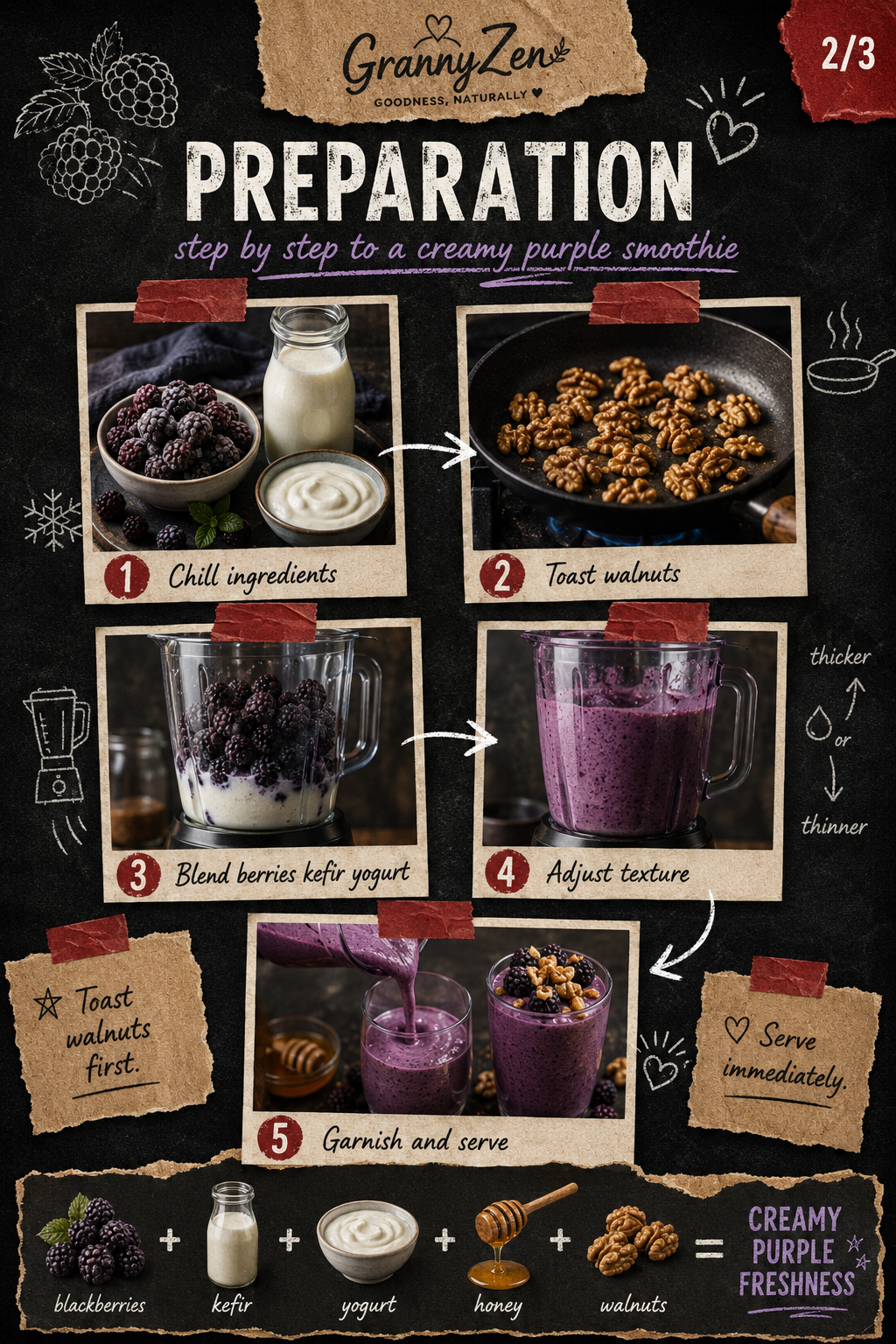 Image for recipe: Balkan Blackberry Kefir Smoothie with Honey Walnuts 🫐✨