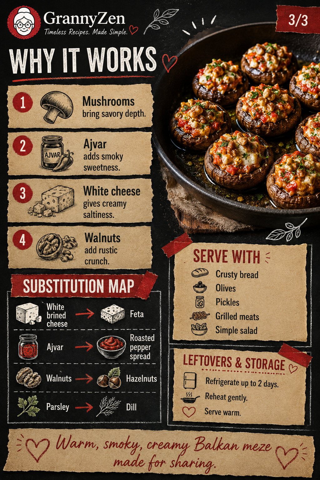 Image for recipe: Balkan Ajvar Cheese Stuffed Mushrooms 🍄✨
