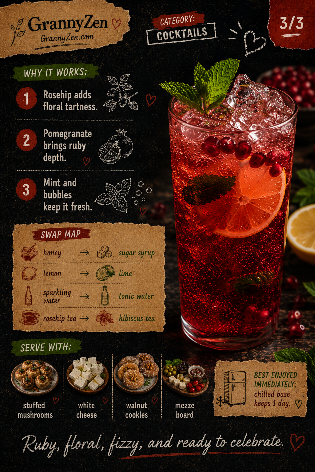 Image for recipe: Balkan Rosehip Pomegranate Spritz 🌹✨