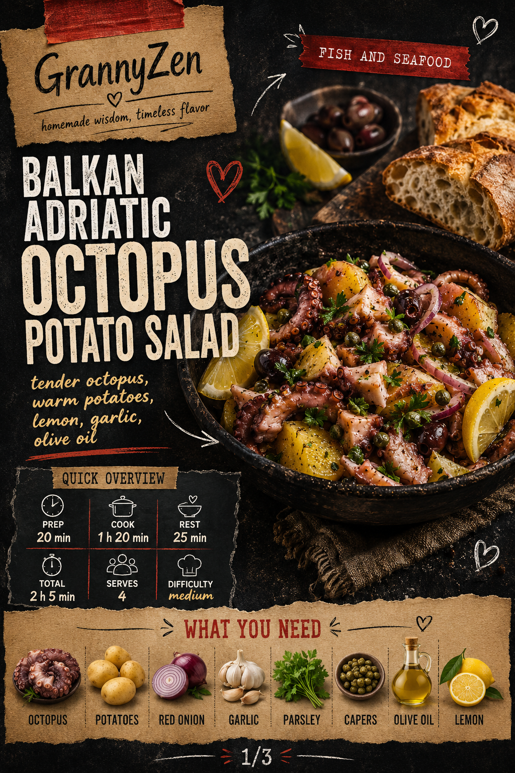 Image for recipe: Balkan Adriatic Octopus Potato Salad 🐙✨
