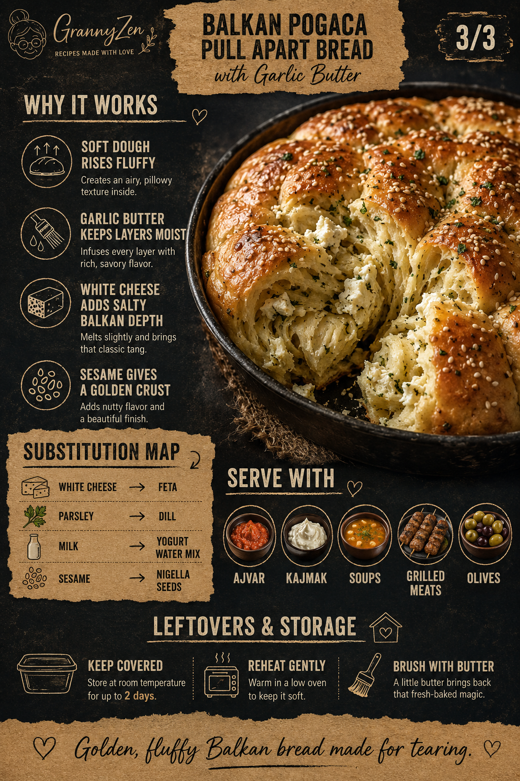 Image for recipe: Balkan Pogaca Pull Apart Bread with Garlic Butter 🫓✨