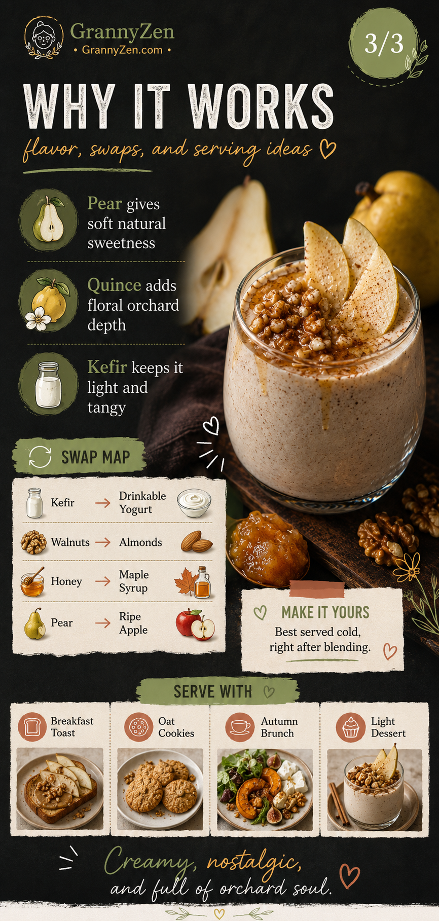 Image for recipe: Balkan Pear Quince Kefir Smoothie with Honey Cinnamon 🍐✨