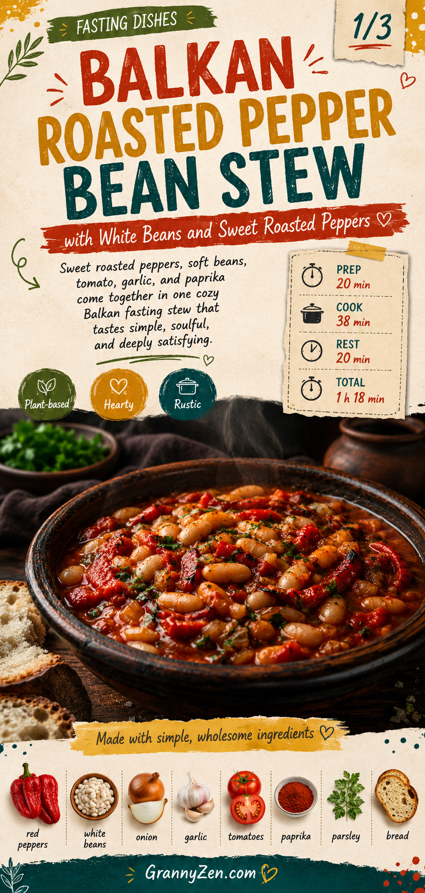Image for recipe: Balkan Roasted Pepper Bean Stew 🌶️✨