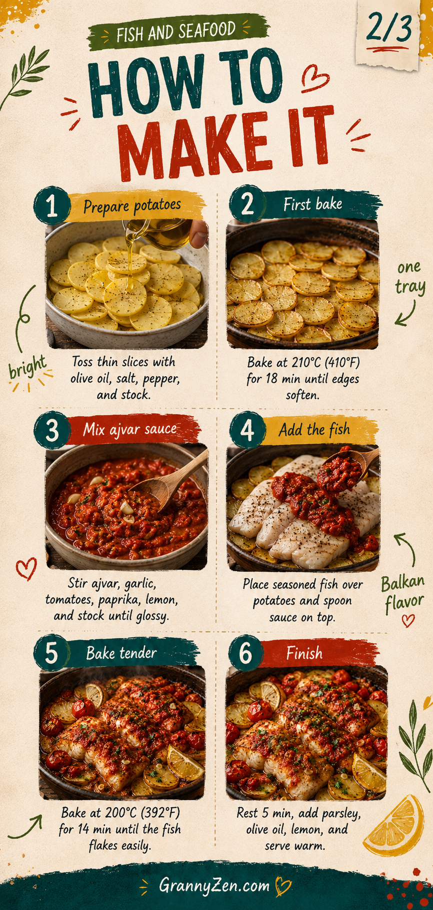 Image for recipe: Balkan Ajvar Baked White Fish with Potatoes 🐟🌶️