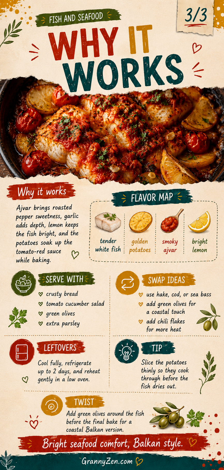 Image for recipe: Balkan Ajvar Baked White Fish with Potatoes 🐟🌶️