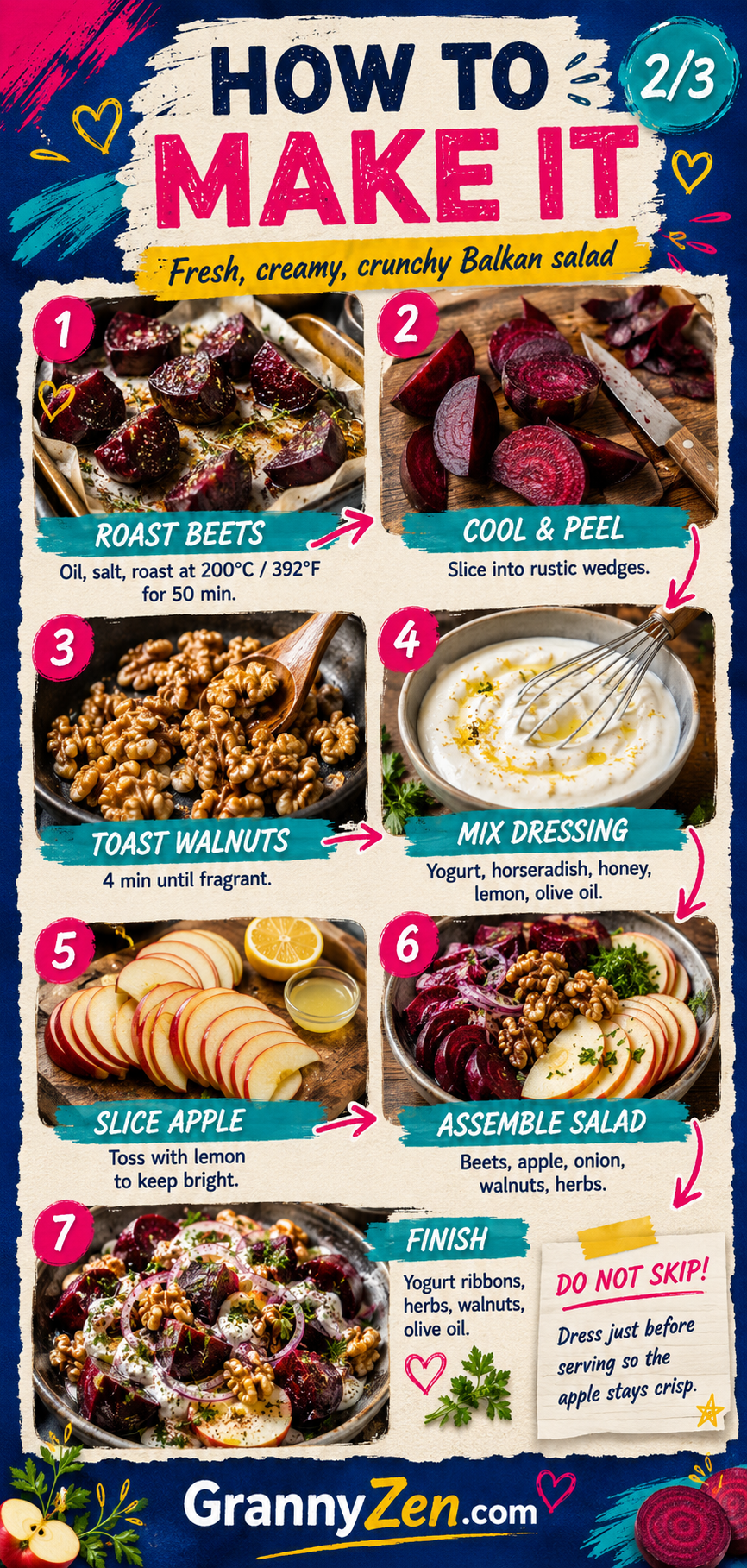 Image for recipe: Balkan Beetroot Apple Walnut Salad with Horseradish Yogurt 🥗✨